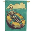 thumbnail image 1 of America Forever Skeleton Summer House Flag 28 x 40 inch Double Sided Skeleton Skull Pool Signs Beach Float Party Outdoor Yard Pool Decorations, 1 of 1