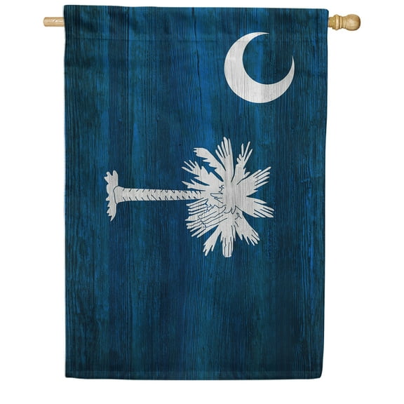 America Forever South Carolina State Flag 28 x 40 Inch Double Sided Outdoor Yard Decorative USA Vintage Wood State of South Carolina House Flag, Made in the USA