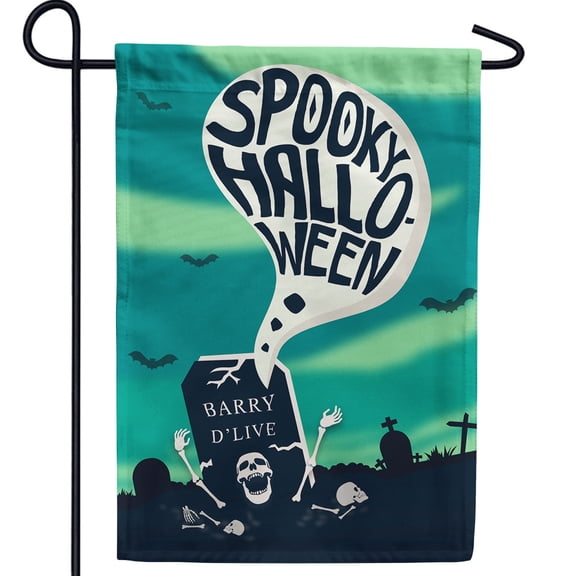 America Forever Spooky Halloween Garden Flag 12.5 x 18 inch Double Sided Outside, Happy Halloween Ghost Skeleton Graveyard Holiday Yard Outdoor Decorative Flag
