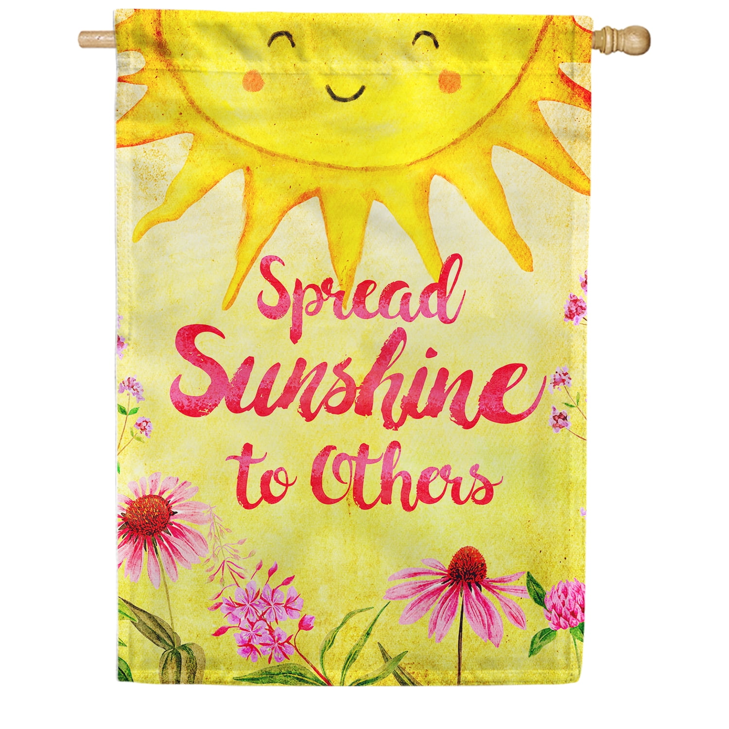 America Forever Spread Sunshine to Others House Flag 28 x 40 inch Floral Inspirational Motivational Quote Positive Vibes Coneflowers Spring Summer Double Sided Outdoor Yard Decorative Flag