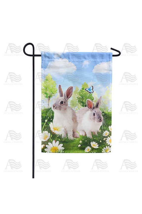 America Forever Spring Bunny Garden Flag 12.5 x 18 inches Double Sided Summertime, Field, Butterfly, Daisy - Seasonal Yard Lawn Outdoor Decorative Spring Rabbit Garden Flag