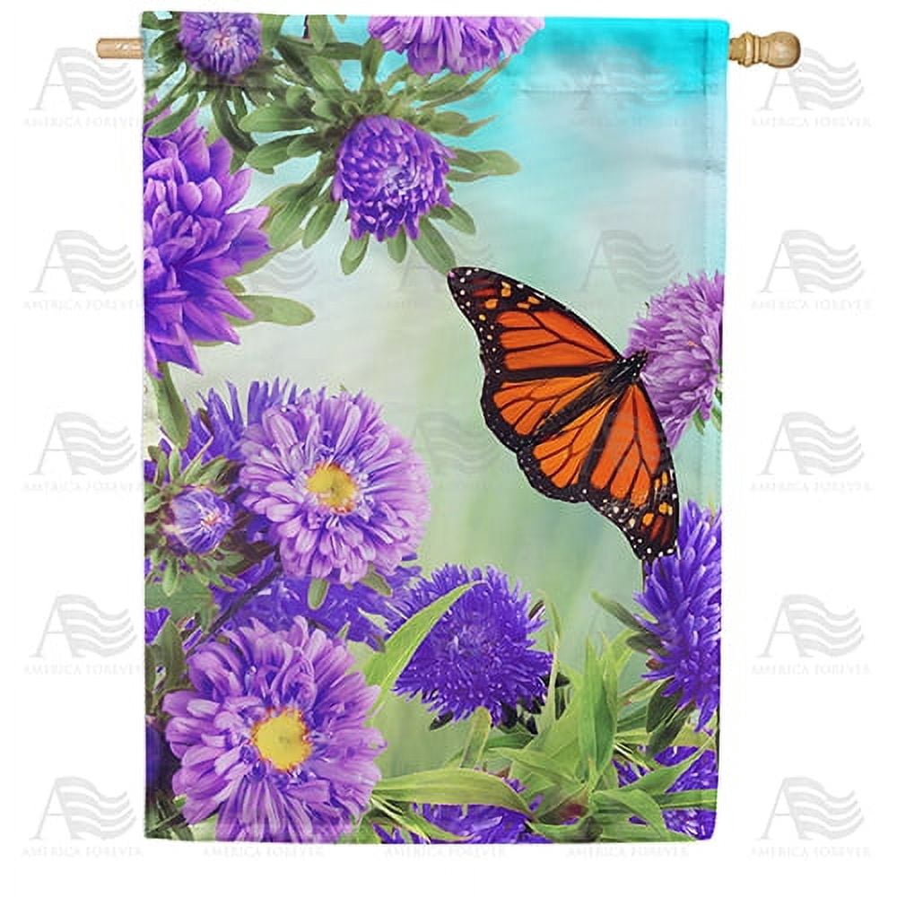 America Forever Spring Butterfly House Flag 28 x 40 inches Double Sided Flowers, Landscape, Summer - Seasonal Yard Lawn Outdoor Decorative Colorful Spring House Flag