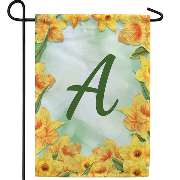 America Forever Spring Monogram Garden Flag Letter A 12.5 x 18 inches Double Sided Vertical Outdoor, Yard, Lawn, Beautiful Dafodills, Spring Season, Flowers, Summer Floral Garden Flag