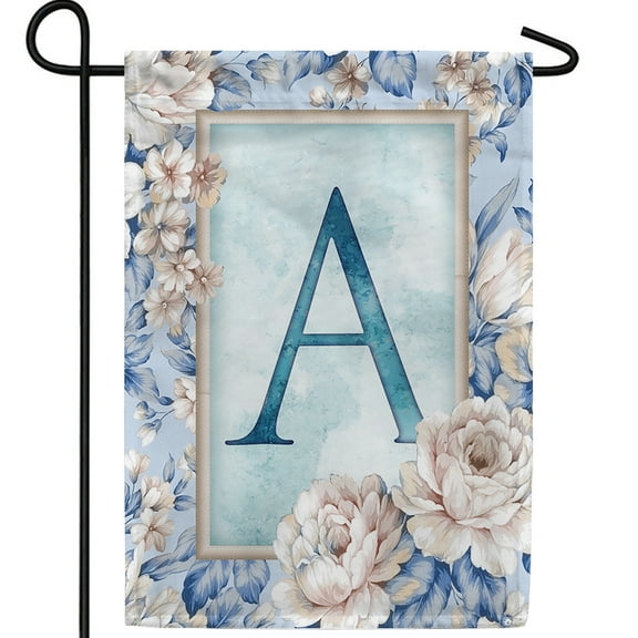 America Forever Spring Monogram Garden Flag Letter A 12.5 x 18 inches Double Sided Vertical Outdoor, Yard, Lawn, Seasonal Decorative Beautiful Floral Design, Pastel Garden Flag