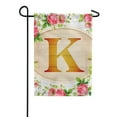 thumbnail image 1 of America Forever Spring Monogram Garden Flag Letter K 12.5 x 18 inches Double Sided Vertical Outdoor, Yard, Lawn, Beautiful Roses, Summer Floral Garden Flag, 1 of 5