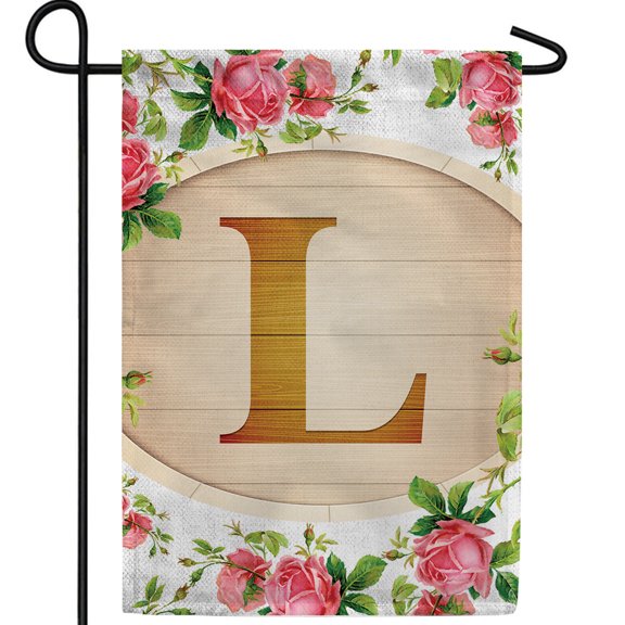 America Forever Rose Letter L Double Sided Garden Flag 12.5 x 18 inch