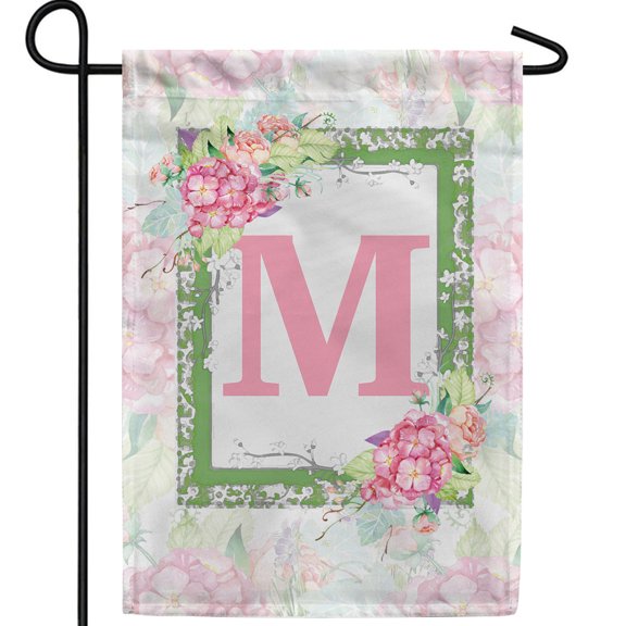 America Forever Hydrangea Letter M Double Sided Garden Flag 12.5 x 18 inch