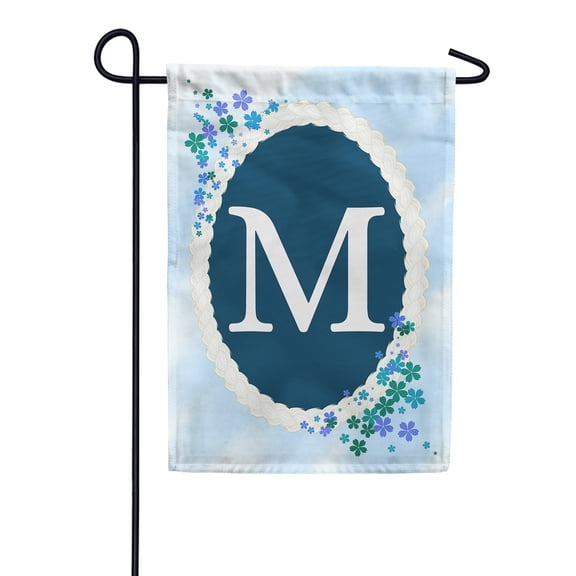 America Forever Spring Monogram Garden Flag Letter M 12.5 x 18 inches Double Sided Vertical Outdoor, Yard, Lawn, Beautiful Flowers, Floral Design, Summer Farmhouse Garden Flag