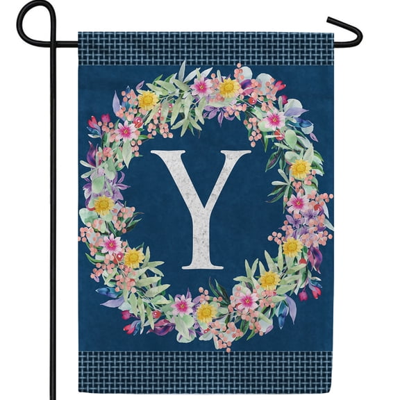America Forever Spring Monogram Garden Flag Letter Y 12.5 x 18 inches Double Sided Vertical Outdoor, Yard, Lawn, Beautiful Flowers, Floral Wreath, Summer Flower Garden Flag