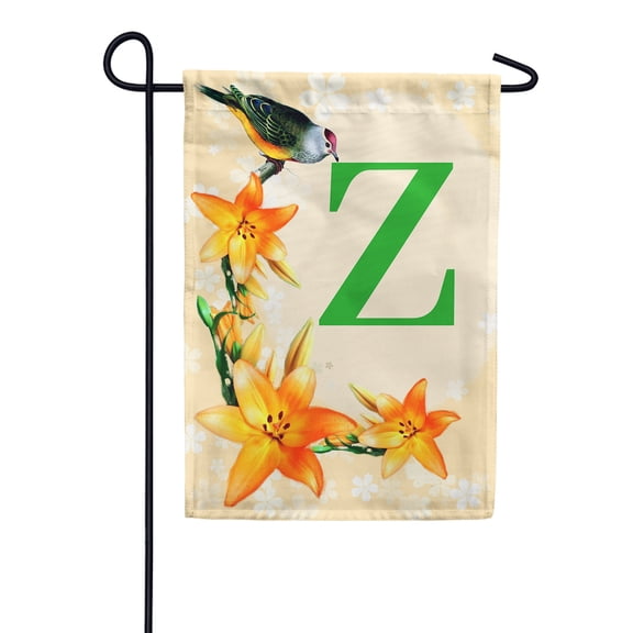 America Forever Spring Monogram Garden Flag Letter Z 12.5 x 18 inches Double Sided Vertical Outdoor, Yard, Lawn, Beautiful Floral Design, Lily, Small Summer Bird Garden Flag