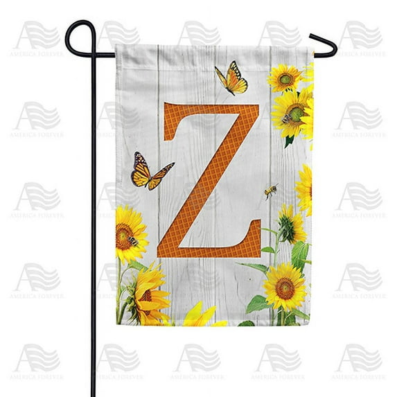 America Forever Spring Monogram Garden Flag Letter Z 12.5 x 18 inches Double Sided Vertical Outdoor, Yard, Lawn, Beautiful Yellow Flowers, Sunflower Garden Flag