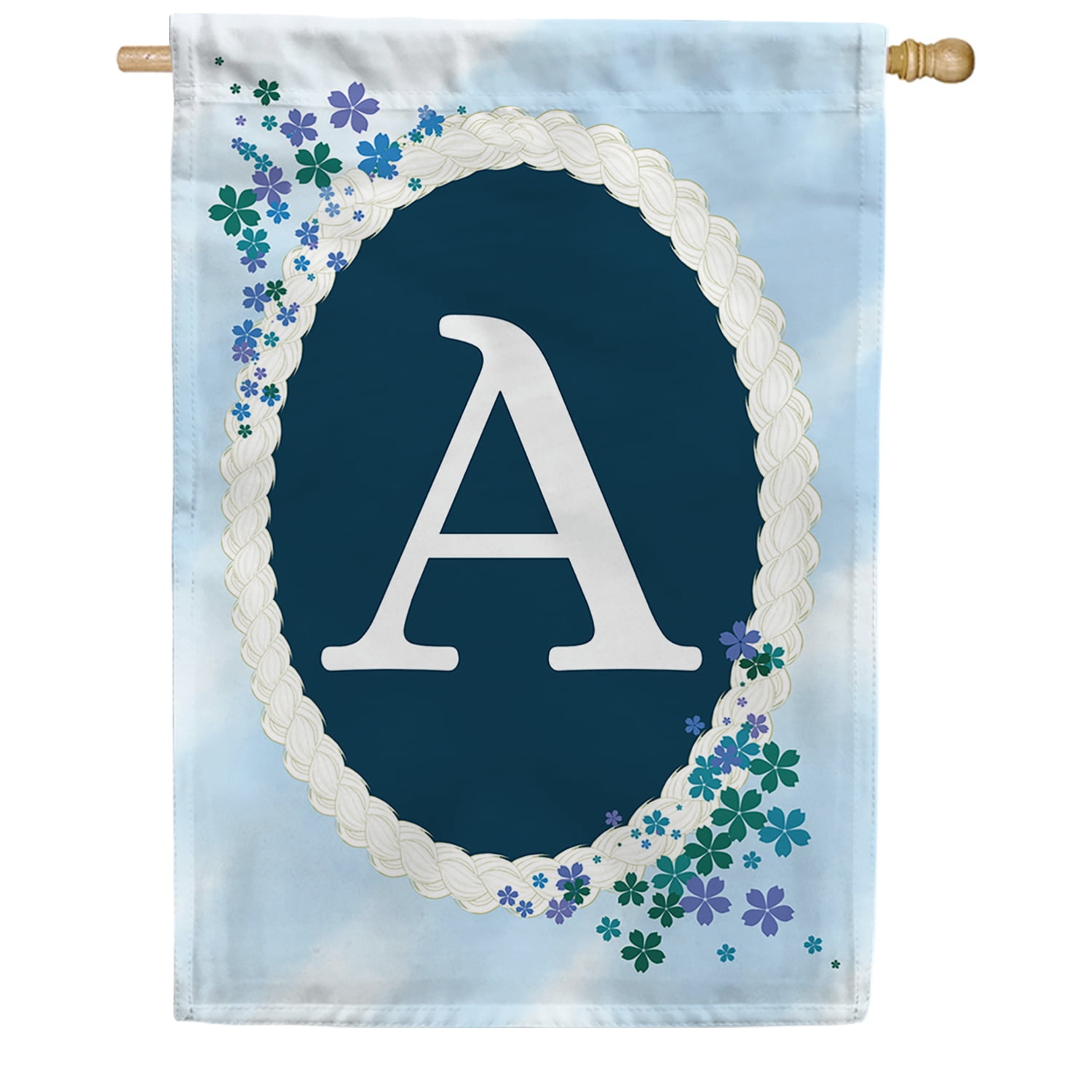 America Forever Spring Monogram House Flag Letter A 28 x 40 inches Double Sided Vertical Outdoor, Yard, Lawn, Beautiful Flowers, Floral Design, Summer Farmhouse House Flag
