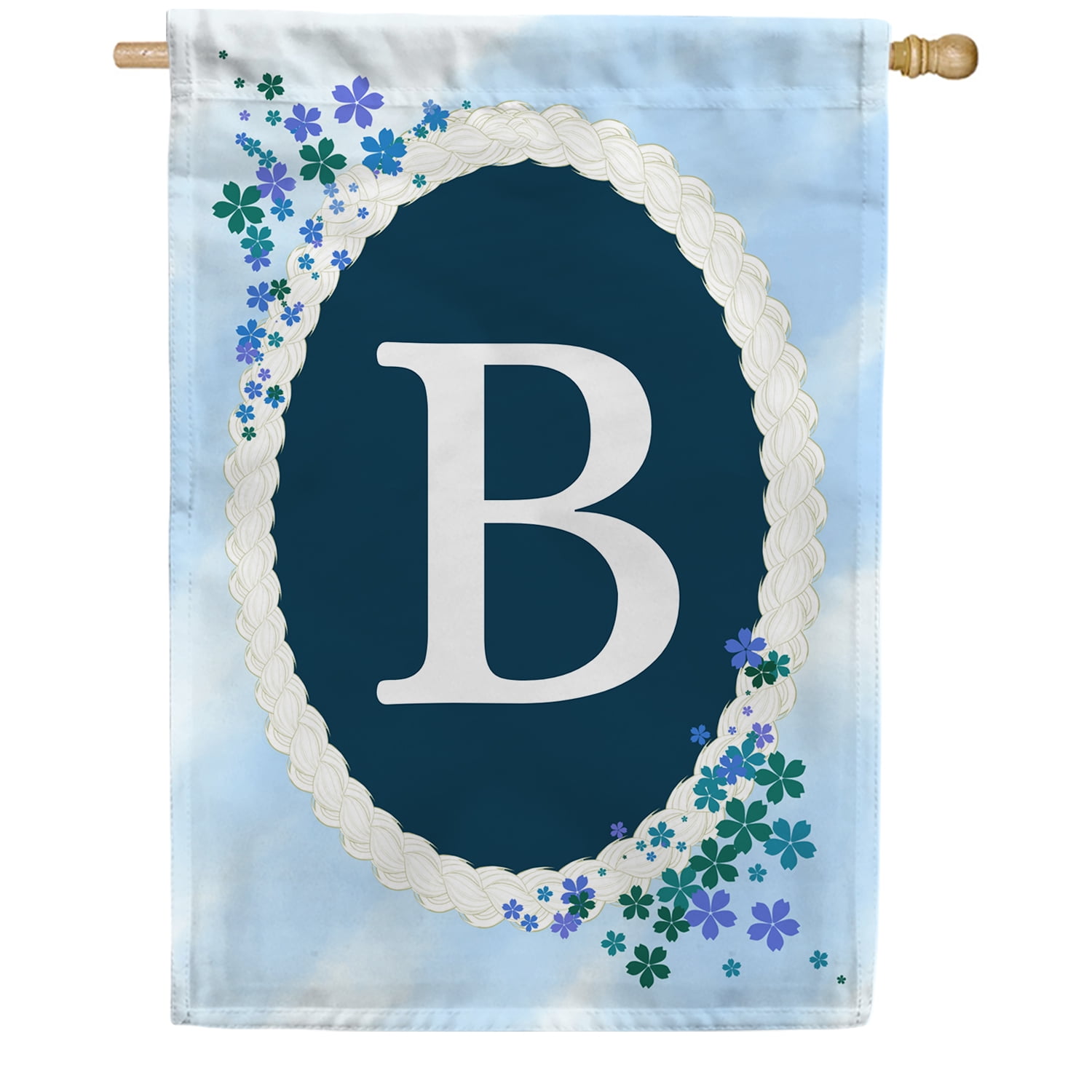 America Forever Spring Monogram House Flag Letter B 28 X 40 inches Double Sided Vertical Outdoor, Yard, Lawn, Beautiful Flowers, Floral Design, Summer Farmhouse House Flag