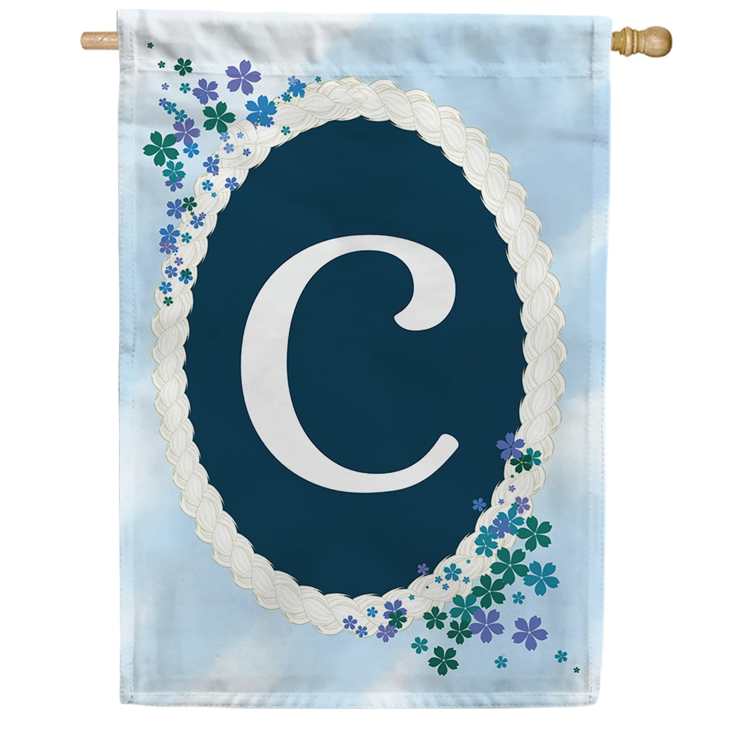 America Forever Spring Monogram House Flag Letter C 28 X 40 inches Double Sided Vertical Outdoor, Yard, Lawn, Beautiful Flowers, Floral Design, Summer Farmhouse House Flag