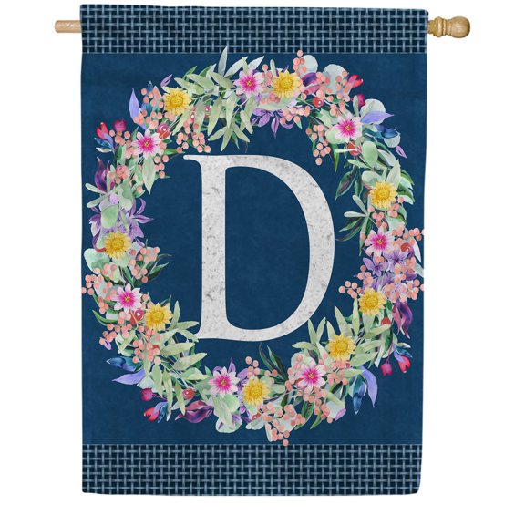 America Forever Flowers Letter D Double Sided House Flag 28 x 40 inches