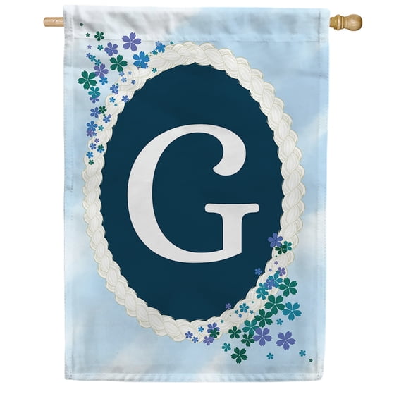 America Forever Spring Monogram House Flag Letter G 28 X 40 inches Double Sided Vertical Outdoor, Yard, Lawn, Beautiful Flowers, Floral Design, Summer Farmhouse House Flag