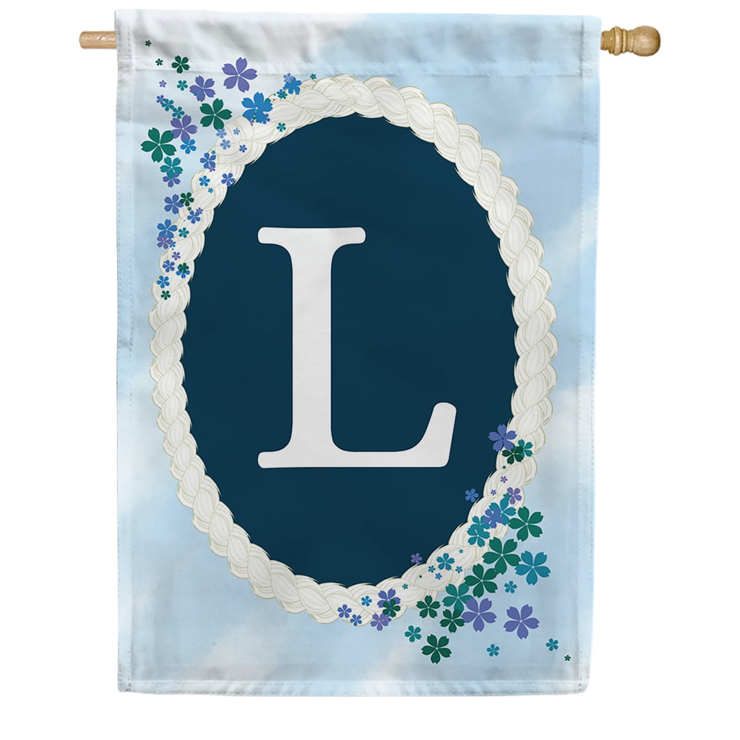 America Forever Spring Monogram House Flag Letter L 28 X 40 inches Double Sided Vertical Outdoor, Yard, Lawn, Beautiful Flowers, Floral Design, Summer Farmhouse House Flag