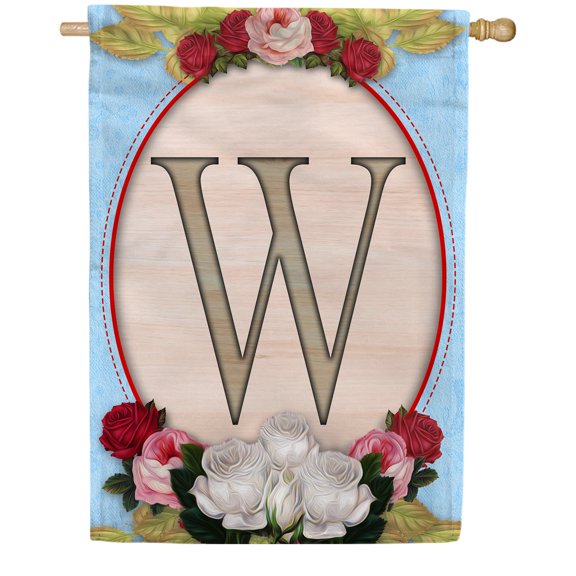 America Forever Red Rose Letter W Double Sided House Flag 28 x 40 inches