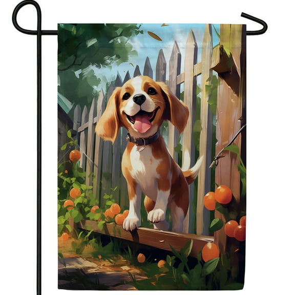 America Forever Spring Summer Beagle Dog Garden Flag 12.5 x18 inch Double Sided Beagle Puppy Floral Spring Garden Flag for Outdoor Dog Flag Yard Decoration