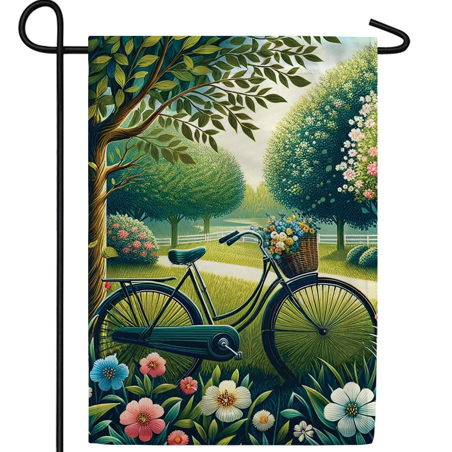 America Forever Springtime Bicycle Garden Flag, 12.5 x 18 inch Double ...