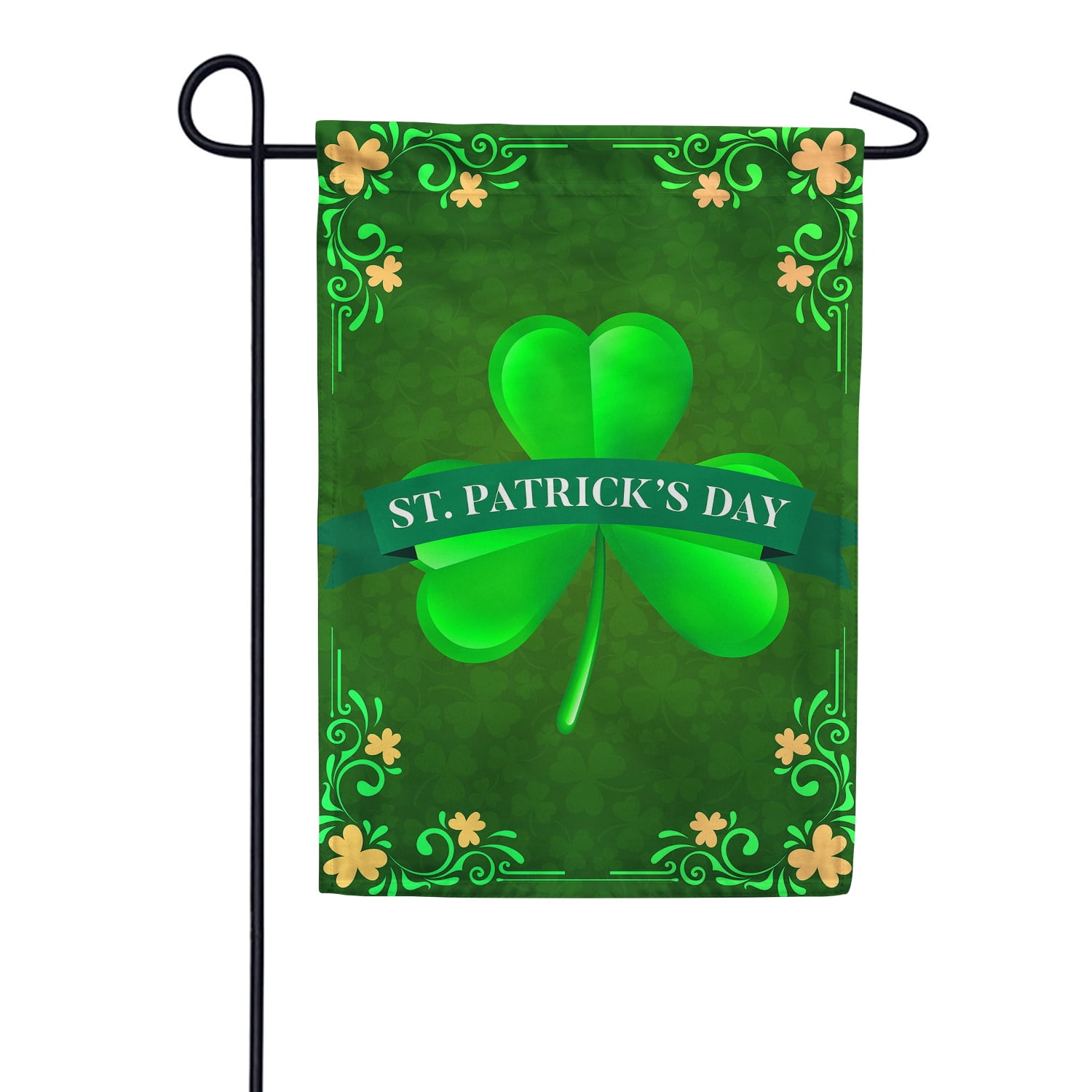 Green Shamrock St. Patrick's Day Applique Garden Flag