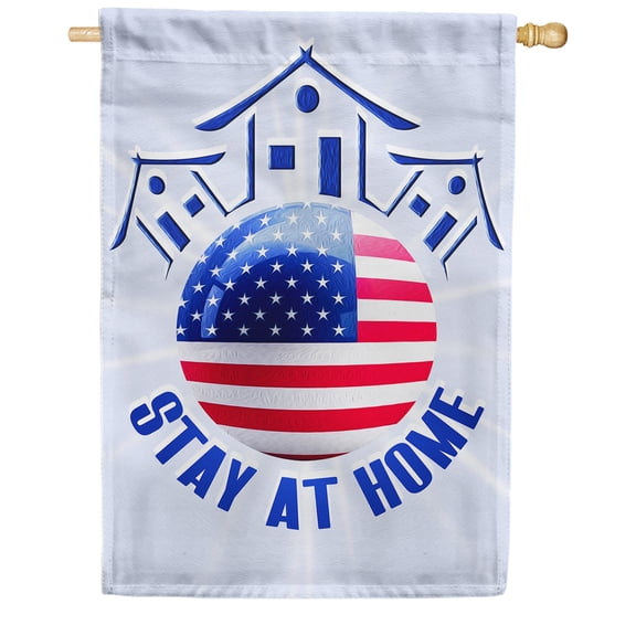 America Forever Stay at Home America House Flag, 28 x 40 inch Double Sided, Patriotic Flag, USA Globe Banner, American Pride Decor, Pandemic Yard Flag