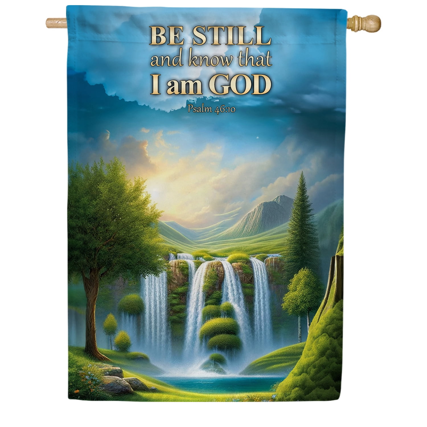 America Forever Be Still And Know That I Am God Spring House Flag, 28 x 40 inch Double Sided, Psalm 46:10, Scripture Bible Verse Outdoor Decor, Holiday Outside Decorations Yard Flag