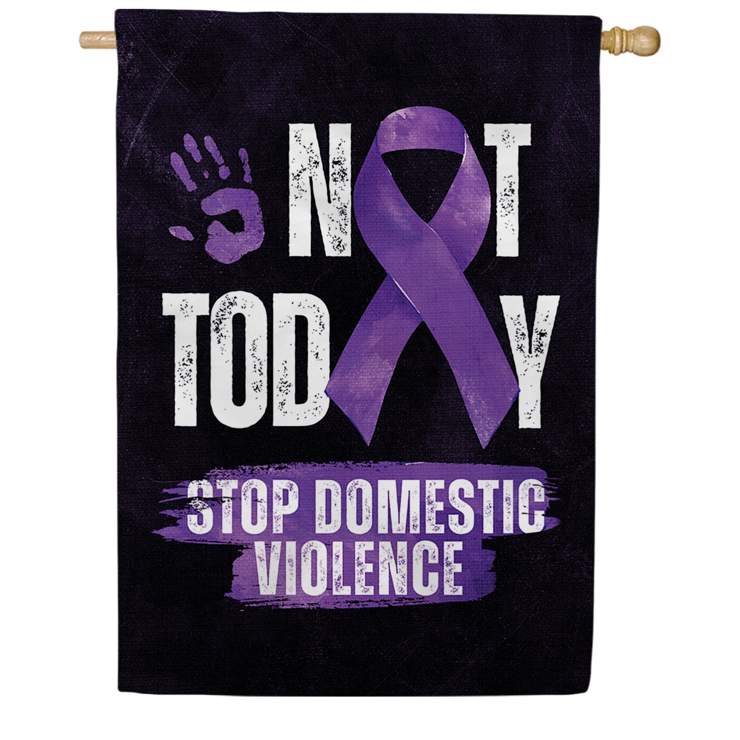 America Forever Stop Domestic Violence House Flag, 28 x 40 inch Double Sided, Not Today Awareness Flag, Purple Ribbon Flag, Survivor Support, Abuse Prevention Yard Decor