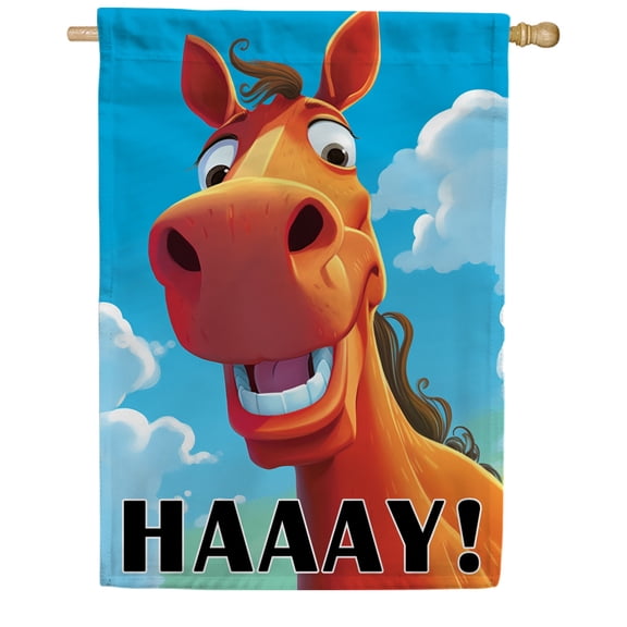 America Forever Straight From The Horse's Mouth House Flag 28 x 40 inch Double Sided Funny Horse Pun Farm Animal Country Humor Outdoor Yard Flag