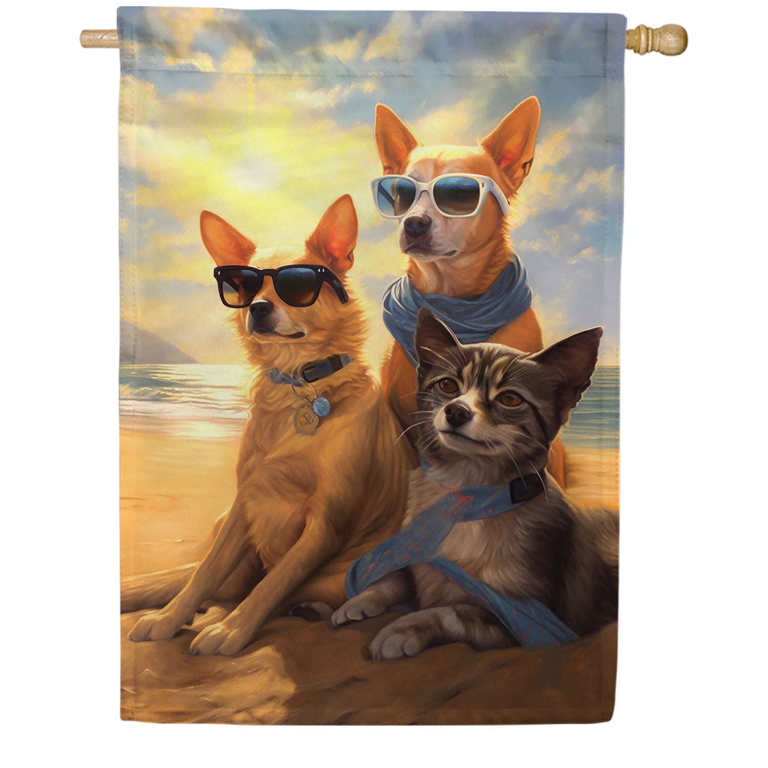 Humor Flag America Forever Summer Beach Dogs House Flag 28 x 40 inch Double Sided ...