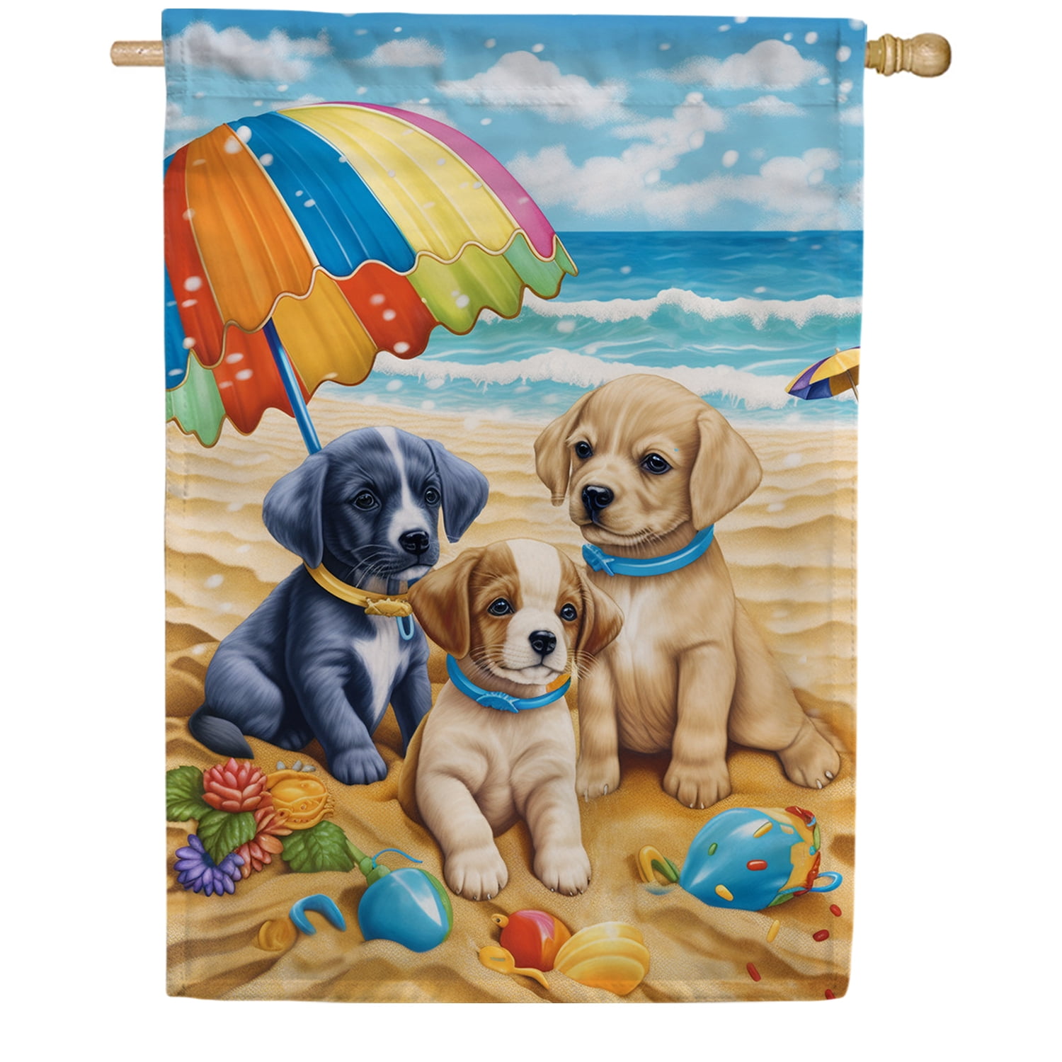 Hzppyz Sommer Strand Hund Flagge – Doppelseitige Gartenflagge Mit Rotem Truck, 12x18 Zoll, Wetterfest & Dekorativ