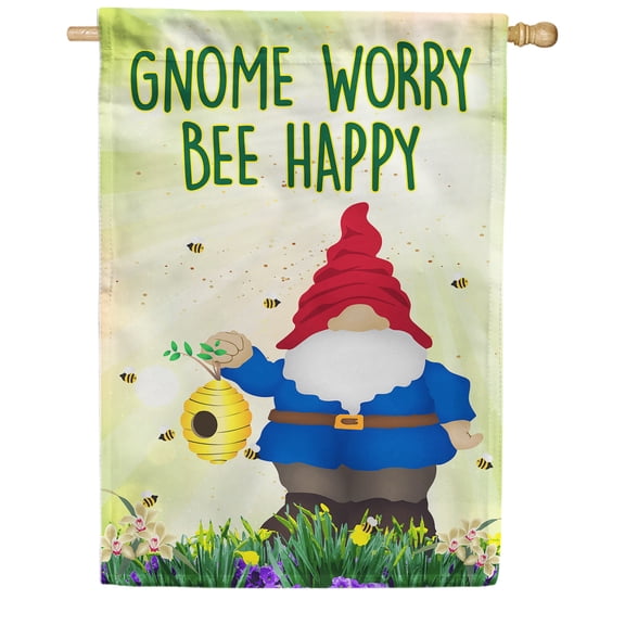 America Forever Summer Bee Gnomes House Flag - Honey Bee Happy Gnome - Spring Summer Holiday Seasonal Yard Outdoor Decorative Double Sided Flag - 28 x 40 Inch