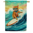 thumbnail image 1 of America Forever Summer Cat Beach Ocean Surfing House Flag 28 x 40 inch Double Sided Surf Fun Cute Cat Coastal Outdoor Beach House Yard Decoration, 1 of 7