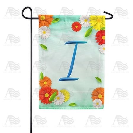 America Forever Summer Floral Monogram Garden Flag Letter I 12.5 x 18 inches Cosmos Yellow Red White Spring Flower Double Sided Vertical Outdoor Yard Lawn Decorative Seasonal Summertime Garden Flag