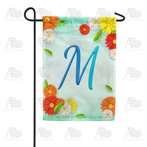 America Forever Summer Floral Monogram Garden Flag Letter M 12.5 x 18 inches Cosmos Yellow Red White Spring Flower Double Sided Vertical Outdoor Yard Lawn Decorative Seasonal Summertime Garden Flag