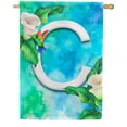 thumbnail image 1 of America Forever Summer Flowers Birds Monogram House Flag Letter C 28 x 40 inches Hummingbird Calla Lily Spring Floral Double Sided Vertical Outdoor Yard Lawn Decorative White Floral House Flag, 1 of 5