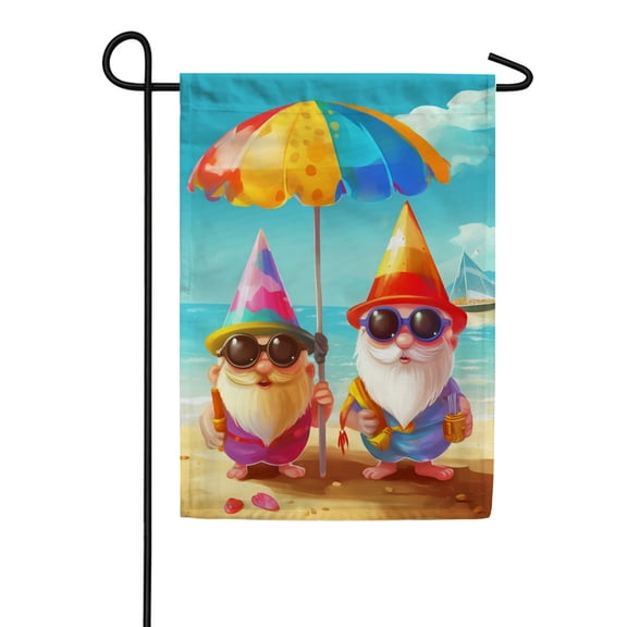 America Forever Summer Garden Flag with Gnomes on Beach 12.5 x 18 inch Double Sided Tropical Beach Fun Coastal Sea Yard Outside Decoration
