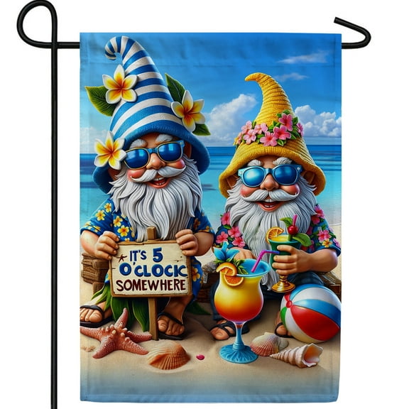 America Forever Summer Gnomes Humor Garden Flags, 12.5x18 inch Double Sided, Summer Sunshine Welcome Beach Garden Yard House Flag Banner Vertical for Outside Seasonal Outdoor Decoration