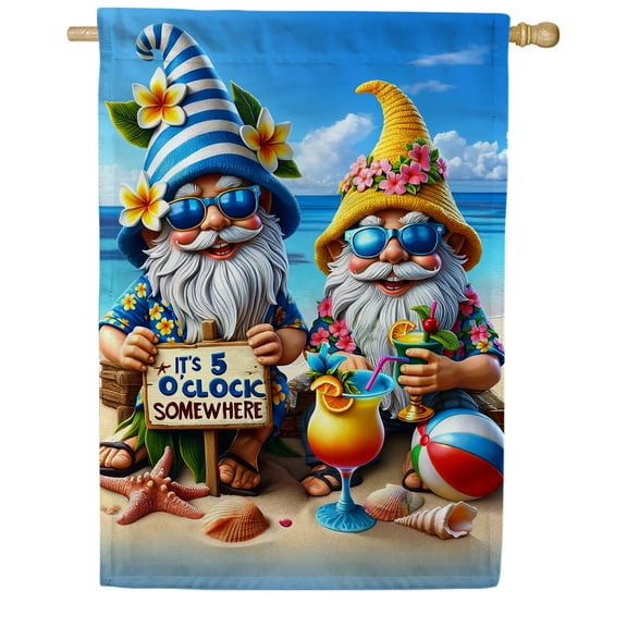 America Forever Summer Gnomes Humor House Flags, 28x40 inch Double Sided, Summer Sunshine Welcome Beach Garden Yard House Flag Banner Vertical for Outside Seasonal Outdoor Decoration