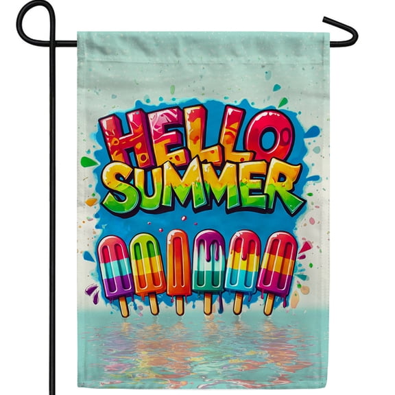 America Forever Summer Popsicle Garden Flag, 12.5 x 18 inch Double Sided, Ice Pop Yard Sign, Colorful Popsicles Summer Decor, Seasonal Outdoor Decorative for Lawn and Garden