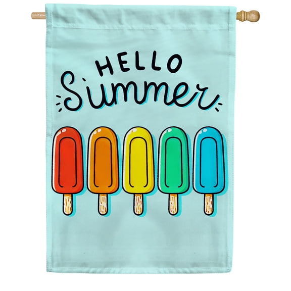 America Forever Summer Popsicle House Flag, 28 x 40 inch Double Sided, Sweat Ice Pop Yard Sign, Colorful Popsicles Summer Decor, Seasonal Outdoor Decorative for Lawn and House
