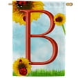thumbnail image 1 of America Forever Summer Sunflower Ladybugs Monogram House Flag Letter B 28 x 40 inches Yellow Floral Spring Double Sided Vertical Outdoor Yard Lawn Decorative Yellow Hello Sunshine House Flag, 1 of 5
