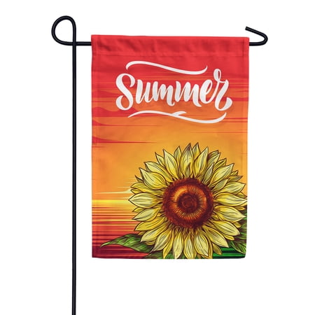 America Forever Summer Sunflower Orange Garden Flag 12.5 x 18 inches Hello Summer Sunset Yellow Floral Red Hue Double Sided Seasonal Yard Outdoor Decorative Floral Garden Flag