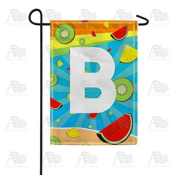 America Forever Summer Watermelon Monogram Garden Flag Letter B 12.5 x 18 inches Fruit Kiwi Pineapple Double Sided Vertical Outdoor Yard Lawn Decorative Fun Refreshing Summertime Garden Flag