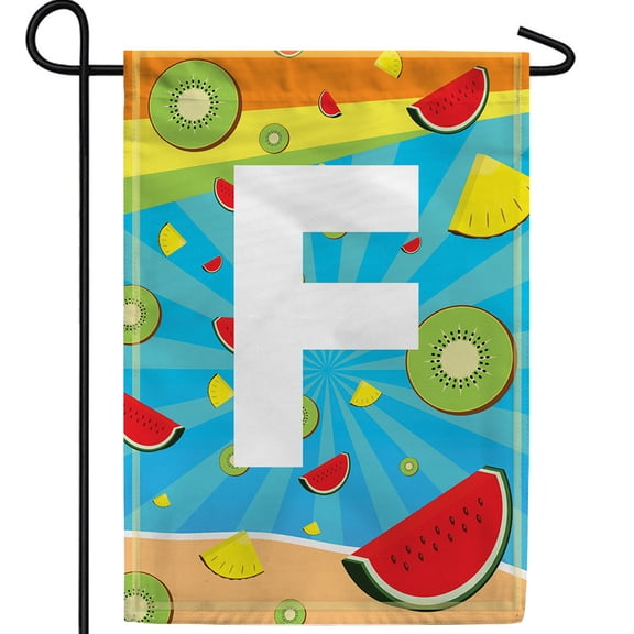 America Forever Summer Watermelon Monogram Garden Flag Letter F 12.5 x 18 inches Fruit Kiwi Pineapple Double Sided Vertical Outdoor Yard Lawn Decorative Fun Refreshing Summertime Garden Flag