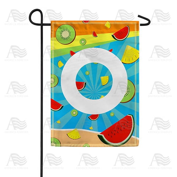 America Forever Summer Watermelon Monogram Garden Flag Letter O 12.5 x 18 inches Fruit Kiwi Pineapple Double Sided Vertical Outdoor Yard Lawn Decorative Fun Refreshing Summertime Garden Flag