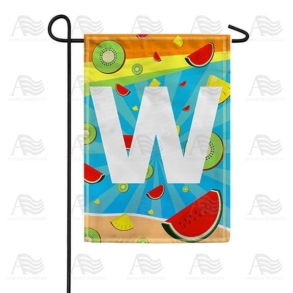 America Forever Summer Watermelon Monogram Garden Flag Letter W 12.5 x 18 inches Fruit Kiwi Pineapple Double Sided Vertical Outdoor Yard Lawn Decorative Fun Refreshing Summertime Garden Flag