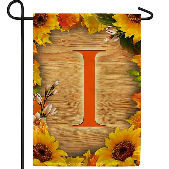 America Forever Sunflower Monogram Garden Flag Letter I 12.5 x 18 inches Double Sided, Summer Spring Floral Flower Sunflowers Seasonal Outdoor Decor, Holiday Outside Yard Decorations