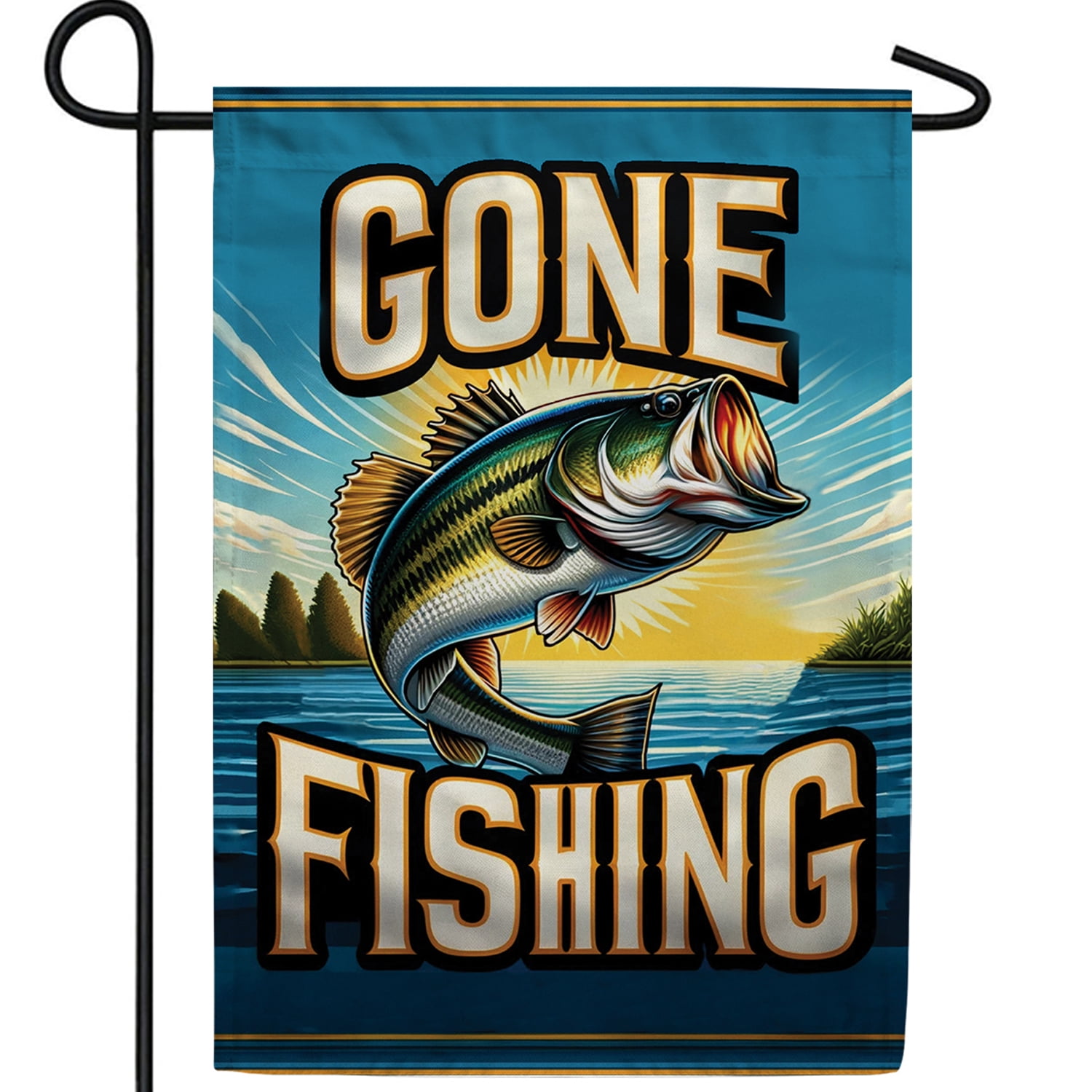 America Forever Sunset Bass Fishing Garden Flag, 12.5 x 18 inch Double ...