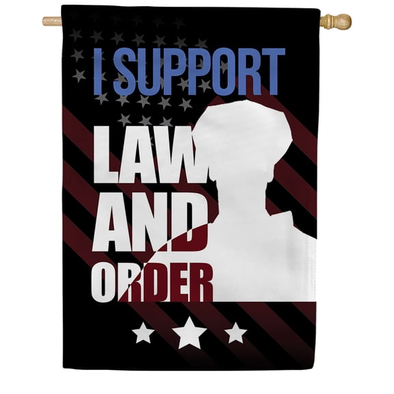 America Forever Support Law Order Double Sided House Flag, 28 x 40 inch, Police Officer USA Support, Patriotic Law Enforcement Outdoor Decorations Banner